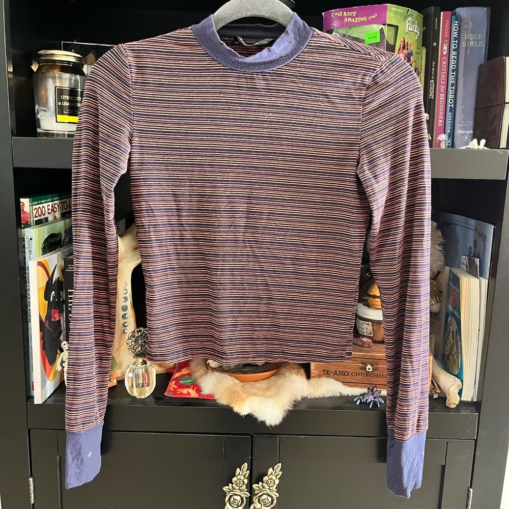 Navy and orange striped long sleeve